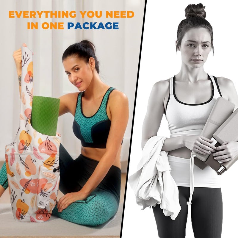 saniwu Yoga Mat Bag Carrier for Women Workout Large Waterproof with Zipper Pocket, Keychain and Wide Shoulder Straps - Image 4